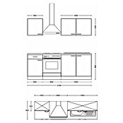 Flex-Well Turin Singleküche (Breite: 210 cm, Anthrazit, Mit Elektrogeräten) | BAUHAUS