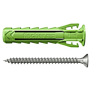 Fischer Greenline Dübel- & Schraubenbox Meister-Box SX Green (120 -tlg., Mit Schrauben, Material Dübel: Nylon, Material Schraube: Edelstahl)