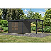 Karibu Gartenhaus Jupiter 4 B (Außenmaß inkl. Dachüberstand (B x T): 541,5 x 236,5 cm, Holz, Terragrau/Anthrazit, Mit Seitendach) | BAUHAUS
