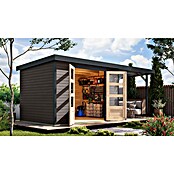 Karibu Gartenhaus Jupiter 4 B (Außenmaß inkl. Dachüberstand (B x T): 541,5 x 236,5 cm, Holz, Terragrau/Anthrazit, Mit Seitendach) | BAUHAUS