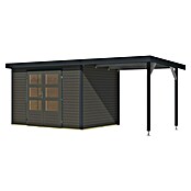 Karibu Gartenhaus Jupiter 4 B (Außenmaß inkl. Dachüberstand (B x T): 541,5 x 236,5 cm, Holz, Terragrau/Anthrazit, Mit Seitendach) | BAUHAUS