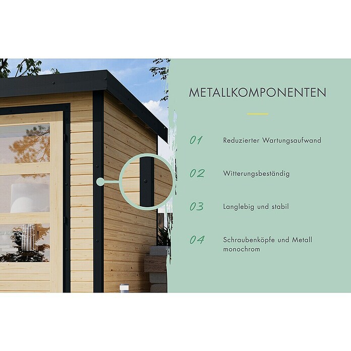 Karibu Gartenhaus Jupiter 3,5 C (Außenmaß inkl. Dachüberstand (B x T): 266 x 266,5 cm, Holz, Anthrazit) | BAUHAUS