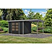 Karibu Gartenhaus Jupiter 4 C (Außenmaß inkl. Dachüberstand (B x T): 541,5 x 236,5 cm, Holz, Anthrazit/Grau, Mit Seitendach) | BAUHAUS