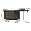 Karibu Gartenhaus Jupiter 4 B (Außenmaß inkl. Dachüberstand (B x T): 541,5 x 236,5 cm, Holz, Terragrau/Grau, Mit Seitendach) | BAUHAUS