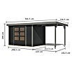 Karibu Gartenhaus Jupiter 4 C (Außenmaß inkl. Dachüberstand (B x T): 541,5 x 236,5 cm, Holz, Anthrazit/Grau, Mit Seitendach) | BAUHAUS