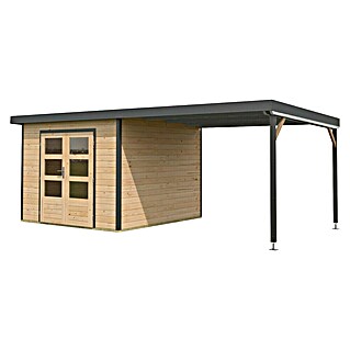 Karibu Gartenhaus Pluto 6 A (Außenmaß inkl. Dachüberstand (B x T): 595,5 x 292,4 cm, Fichte/ Metall, Naturbelassen/ Anthrazit)