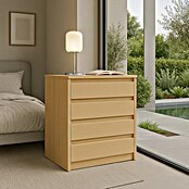 Cajonera montada (L x An x Al: 45 x 70 x 72 cm, Número de cajones: 4 ud., Haya, Frente en forma de J) | BAUHAUS