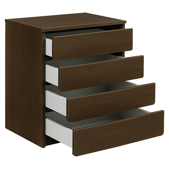 Cajonera montada (L x An x Al: 45 x 80 x 72 cm, Número de cajones: 4 ud., Wengué, Frente en forma de J) | BAUHAUS
