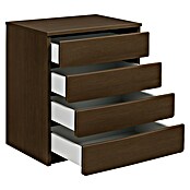 Cajonera montada (L x An x Al: 45 x 80 x 72 cm, Número de cajones: 4 ud., Wengué, Frente en forma de J) | BAUHAUS