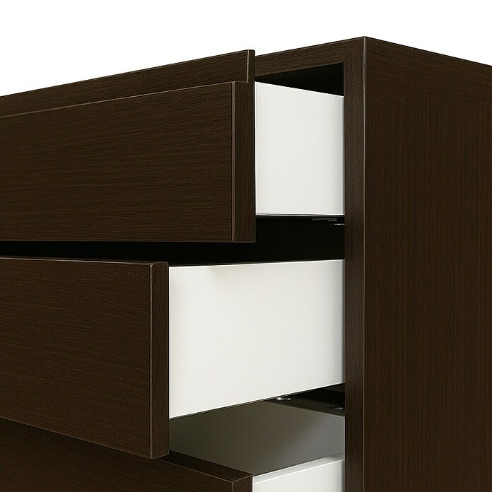 Cajonera montada (L x An x Al: 45 x 80 x 72 cm, Número de cajones: 4 ud., Wengué, Frente en forma de J) | BAUHAUS