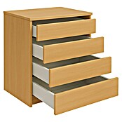 Cajonera montada (L x An x Al: 45 x 70 x 72 cm, Número de cajones: 4 ud., Haya, Frente en forma de J) | BAUHAUS