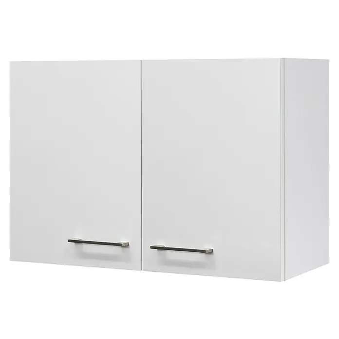 Flex-Well Rom  Küchen-Hängeschrank - 32 x 80 x 54,8 cm, Weiß - Ein elegantes weißes Küchenschrank-Set mit schlichten, modernen Griffen, das Funktionalität und minimalistisches Design in sich vereint.