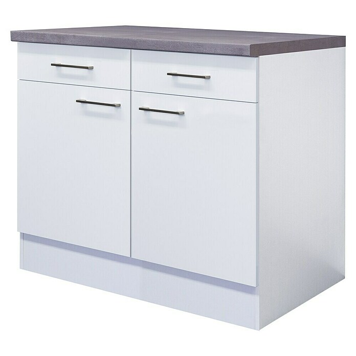 Flex-Well Rom  Küchen-Unterschrank (B x T x H: 100 x 60 x 86 cm, Weiß, Anzahl Schubladen: 2 Stk., Anzahl Türen: 2 Stk.) | BAUHAUS