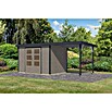 Karibu Gartenhaus Jupiter 4 D (Außenmaß inkl. Dachüberstand (B x T): 541,5 x 236,5 cm, Holz, Wassergrau/Anthrazit, Mit Seitendach) | BAUHAUS