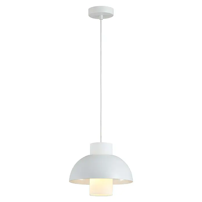 Searchlight Pendelleuchte Kirby - 60 W, Ø x L: 25 x 110 cm, Weiß, E27 - Weiße Pendelleuchte mit stilvollem Design für moderne Innenräume. Optimale Beleuchtung und ein Hauch von Eleganz.