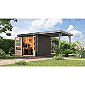 Karibu Gartenhaus Jupiter 3 B (Außenmaß inkl. Dachüberstand (B x T): 486,5 x 236,5 cm, Holz, Terragrau/Grau) | BAUHAUS