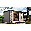 Karibu Gartenhaus Jupiter 4 D (Außenmaß inkl. Dachüberstand (B x T): 541,5 x 236,5 cm, Holz, Wassergrau/Anthrazit, Mit Seitendach) | BAUHAUS