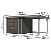 Karibu Gartenhaus Jupiter 3,5 B (Außenmaß inkl. Dachüberstand (B x T): 486,5 x 266,5 cm, Holz, Terragrau/Grau, Mit Seitendach) | BAUHAUS