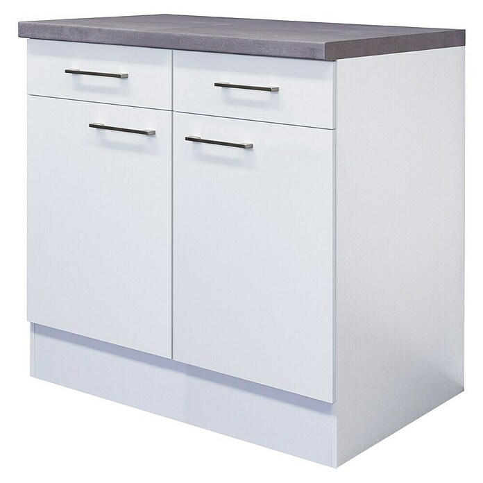 Flex-Well Rom  Küchen-Unterschrank (B x T x H: 80 x 60 x 86 cm, Weiß, Anzahl Schubladen: 2 Stk., Anzahl Türen: 2 Stk.) | BAUHAUS