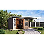 Karibu Gartenhaus Jupiter 3,5 B (Außenmaß inkl. Dachüberstand (B x T): 486,5 x 266,5 cm, Holz, Terragrau/Grau, Mit Seitendach) | BAUHAUS