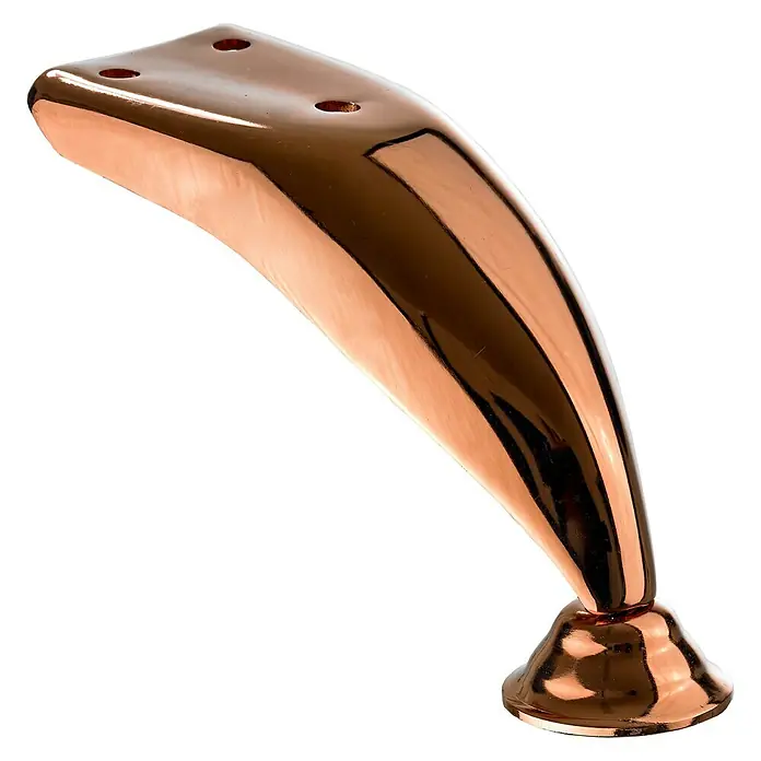 Hettich Möbelfuß Aboa - Traglast: 50 kg, Stahl, Kupfer - Glänzender, gebogener Möbelfuß in Kupferoptik. Elegantes Design für Möbel mit Befestigungslöchern.