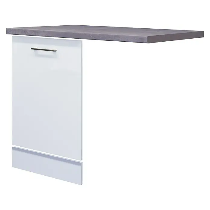 Flex-Well Rom  Geschirrspülerfront - L x B x H: 60 x 110 x 86 cm, Weiß - Weißer Küchenschrank mit grauer Arbeitsplatte und Metallgriff.