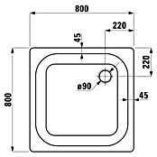 Sanicomfort Tuš kad  (Do x Š: 80 x 80 cm, Jeklo, Bela, Premer odtočne odprtine: 90 mm) | 3957 - Duschwanne Stahl | DBCA - Duschwannen | DBC - Wannen | DB - Keramik/Wannen | D - Sanitär | BAUHAUS