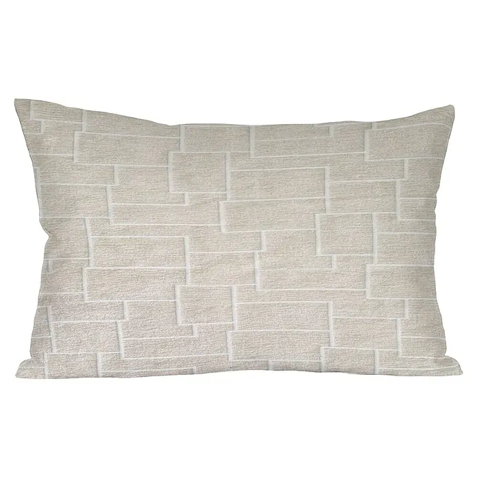 Cojín Miro - 30 x 50 cm, Textil, Crudo, Rectangular - Cojín decorativo con un elegante patrón de ladrillos en colores neutros, ideal para el diseño moderno de la sala de estar y acentos cómodos.