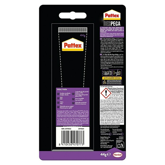 Pattex Adhesivo para montaje No más clavos Pega y Despega (44 g, Tubo) | BAUHAUS