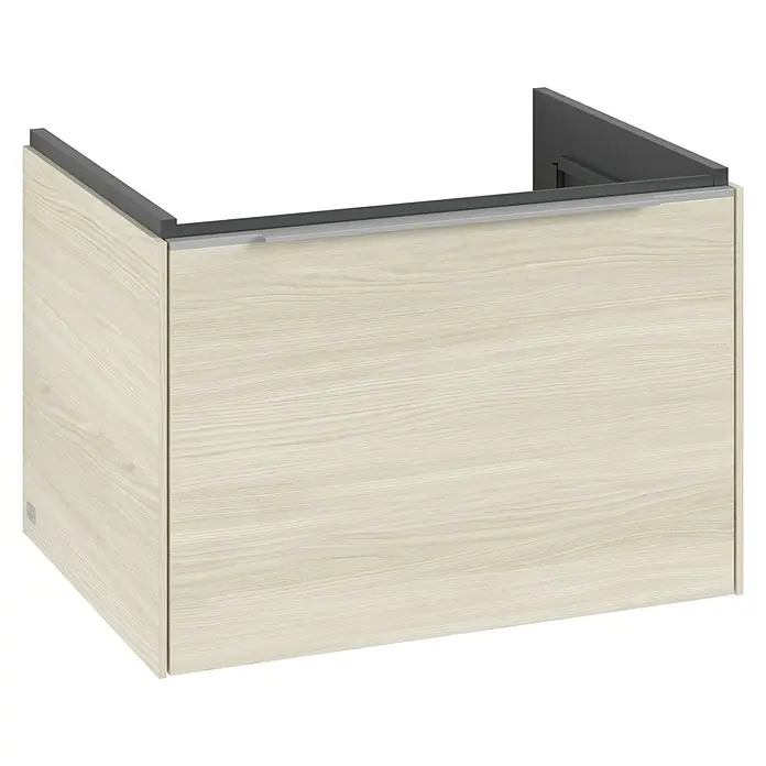 Villeroy & Boch Subway 3.0 Waschbeckenunterschrank - White Oak, Anzahl Schubladen: 1 Stk., Farbe Griff: Aluminium glänzend, B x T x H: 62,2 x 47,8 x 42,9 cm, Mit Beleuchtung - Ein Unterschrank in Holzoptik mit einem schlichten, modernen Design für Badezimmer oder Küche. Praktisch und stilvoll.