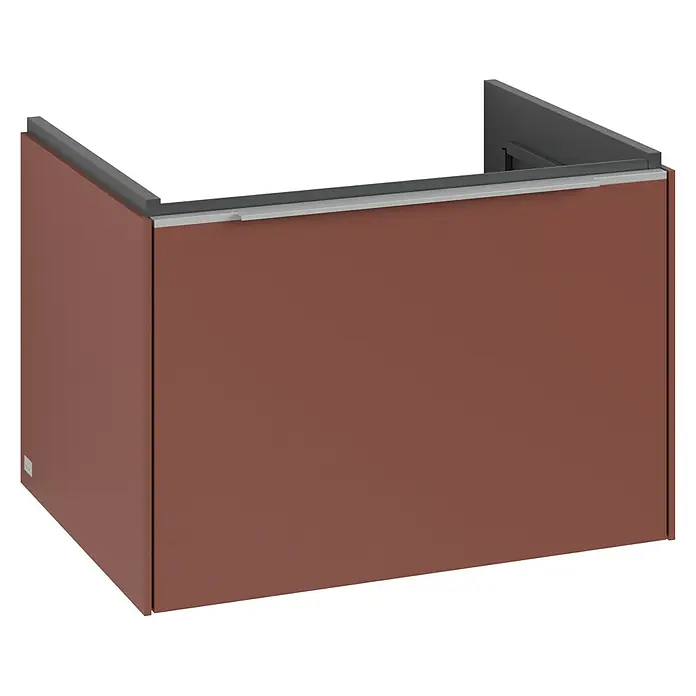 Villeroy & Boch Subway 3.0 Waschbeckenunterschrank - Wine Red, Anzahl Schubladen: 1 Stk., Farbe Griff: Aluminium glänzend, B x T x H: 62,2 x 47,8 x 42,9 cm, Mit Beleuchtung - Braune Geberit ONE Waschtischabdeckung, modern und stilvoll, ideal für jedes Badezimmer. Hochwertige Verarbeitung garantiert Langlebigkeit.