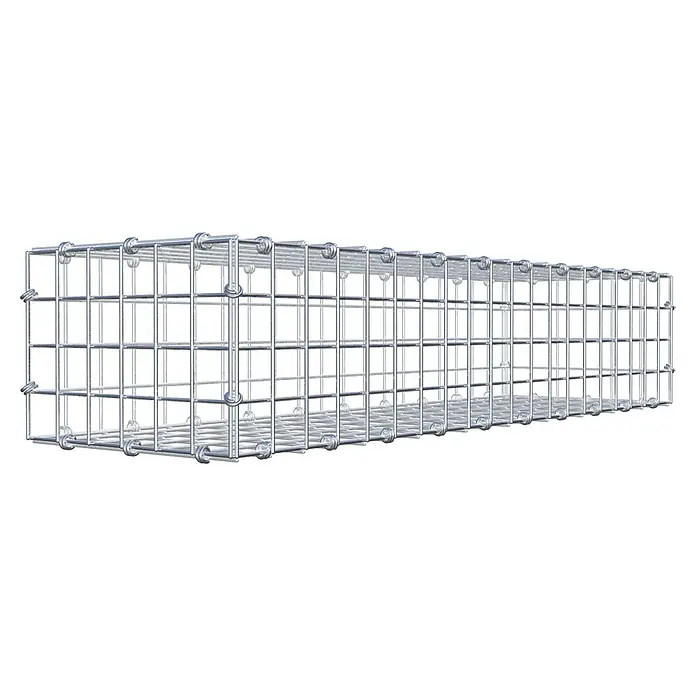 Gabiona Gabione - 100 x 30 x 20 cm, Maschenbreite: 5 cm, Maschenhöhe: 5 cm - Abbildung eines Gabionenkorbs aus Drahtgeflecht, ideal für Landschaftsbau und Erosionsschutz. Die stabile Konstruktion gewährleistet Langlebigkeit.
