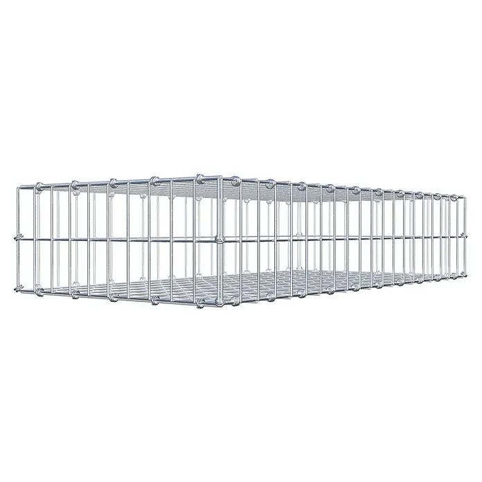 Gabiona Gabione - 100 x 50 x 20 cm, Maschenbreite: 5 cm, Maschenhöhe: 10 cm - Ein langes, rechteckiges Gabionengitter aus verzinktem Stahldraht. Das Drahtgitter ist stabil und für den Außenbereich geeignet.