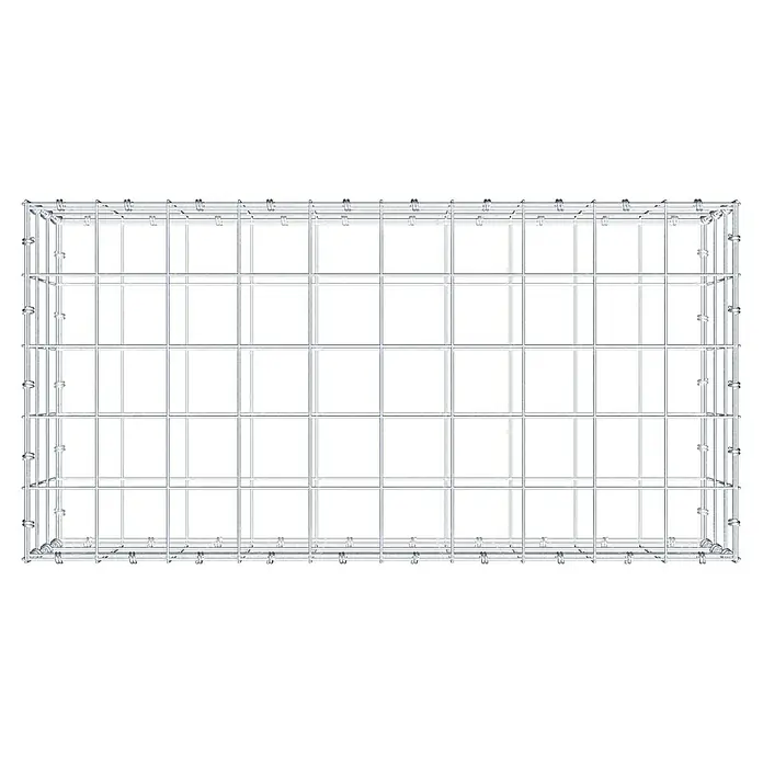 Gabiona Gabione - 100 x 50 x 30 cm, Maschenbreite: 10 cm, Maschenhöhe: 10 cm - Ansicht eines rechteckigen Gabionenkorbs aus Metalldraht, der Stabilität und Struktur für verschiedene Landschafts- und Bauprojekte bietet.