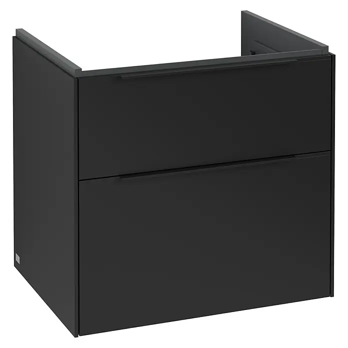 Villeroy & Boch Subway 3.0 Waschbeckenunterschrank - Volcano Black, Anzahl Schubladen: 2 Stk., Farbe Griff: Volcano Black, 62,2 x 47,8 x 57,6 cm - Moderner schwarzer Waschtischunterschrank mit zwei Schubladen und minimalistischem Design für ein elegantes Badezimmer.