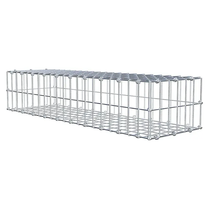 Gabiona Gabione - 100 x 30 x 20 cm, Maschenbreite: 5 cm, Maschenhöhe: 10 cm - Ein rechteckiger Gabionenkorb aus verzinktem Drahtgeflecht, ideal für Gartenbau und Landschaftsgestaltung.