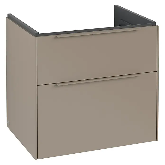 Villeroy & Boch Subway 3.0 Waschbeckenunterschrank - Taupe, Anzahl Schubladen: 2 Stk., Farbe Griff: Monochrom, 62,2 x 47,8 x 57,6 cm - Moderne Badmöbel mit zwei Schubladen in einem neutralen Farbton. Das Design ist schlicht und funktional.