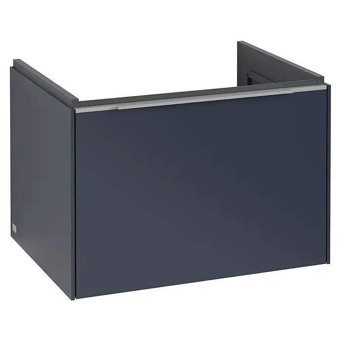 Villeroy & Boch Subway 3.0 Waschbeckenunterschrank - Marine Blue, Anzahl Schubladen: 1 Stk., Farbe Griff: Aluminium glänzend, B x T x H: 62,2 x 47,8 x 42,9 cm, Mit Beleuchtung - Elegantes, modernes Badezimmermöbel in dunklem Anthrazit mit minimalistischem Design und klaren Linien für ein stilvolles Ambiente.