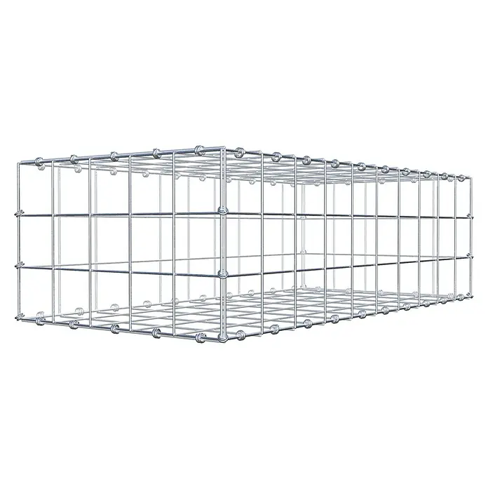 Gabiona Gabione - 100 x 50 x 30 cm, Maschenbreite: 10 cm, Maschenhöhe: 10 cm - Draufsicht auf einen Gabionenkorb aus verzinktem Drahtgeflecht. Dieser robuste Korb ist ideal für den Gartenbau und die Landschaftsgestaltung.