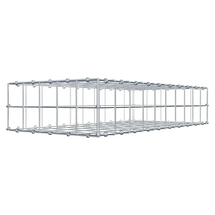 Gabiona Gabione - 100 x 50 x 20 cm, Maschenbreite: 10 cm, Maschenhöhe: 10 cm - Draufsicht eines Gabionenkorbs. Der Metallgitterkorb ist stabil und langlebig, ideal für den Garten- und Landschaftsbau.