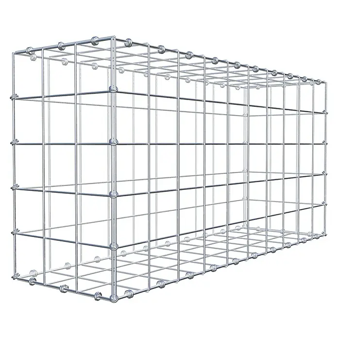 Gabiona Gabione - 100 x 30 x 50 cm, Maschenbreite: 10 cm, Maschenhöhe: 10 cm - Drahtgitterbox aus Metall. Die Drahtgitterbox ist rechteckig und besteht aus einem stabilen Metallrahmen. Ideal für Garten- und Landschaftsbau.