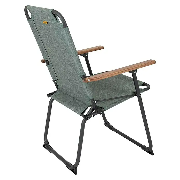 Bo-Camp Campingstuhl Bushwick M - Aluminium, Bambus, Grün, B x T x H: 52 x 60 x 90 cm - Gemütlicher Campingstuhl mit Armlehnen aus Holz und robustem, olivfarbenem Stoff für entspannte Stunden im Freien.