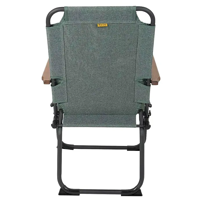 Bo-Camp Campingstuhl Bushwick M - Aluminium, Bambus, Grün, B x T x H: 52 x 60 x 90 cm - Eine Nahaufnahme eines grauen Campingstuhls mit robustem Rahmen und Stoffbezug für Outdoor-Abenteuer.