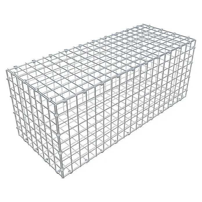 Gabiona Gabione - 100 x 40 x 40 cm, Maschenbreite: 5 cm, Maschenhöhe: 5 cm - Ein rechteckiger Gabionenkorb aus verzinktem Drahtgeflecht, ideal für den Garten- und Landschaftsbau. Robust und langlebig.
