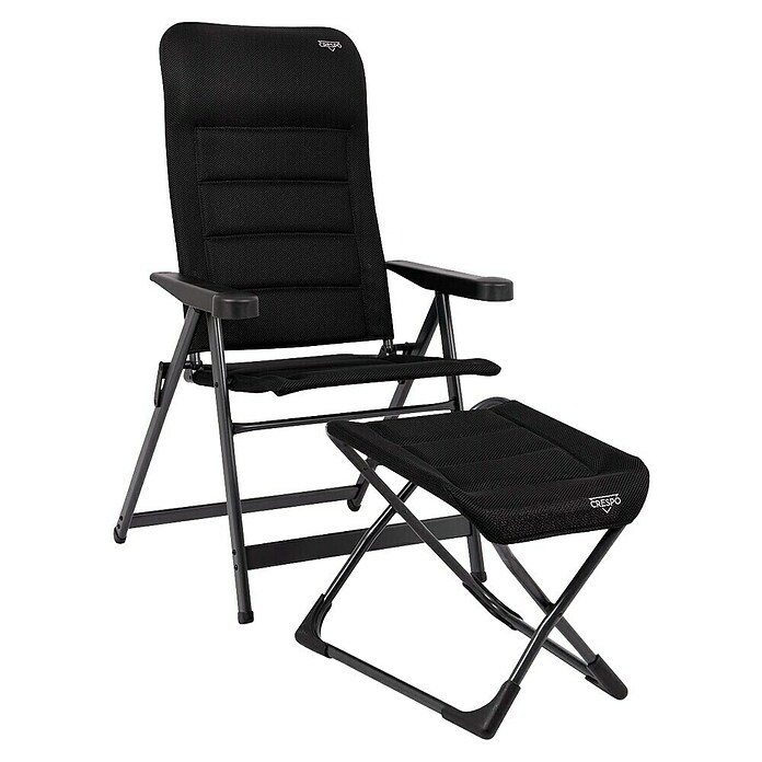 Crespo Campingstuhl Air-Deluxe (Aluminium, Rückenlehne verstellbar, Schwarz, B x T x H: 69 x 74 x 120 cm) | BAUHAUS