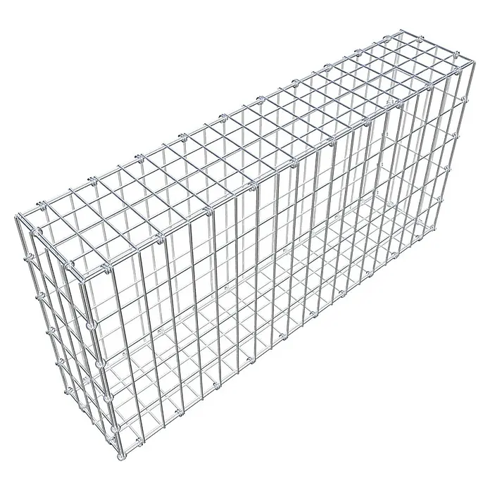 Gabiona Gabione - 100 x 20 x 50 cm, Maschenbreite: 5 cm, Maschenhöhe: 10 cm - Gabione aus verzinktem Drahtgitter, ideal zur Gestaltung von Außenbereichen und zur Hangbefestigung, vielseitig einsetzbar.