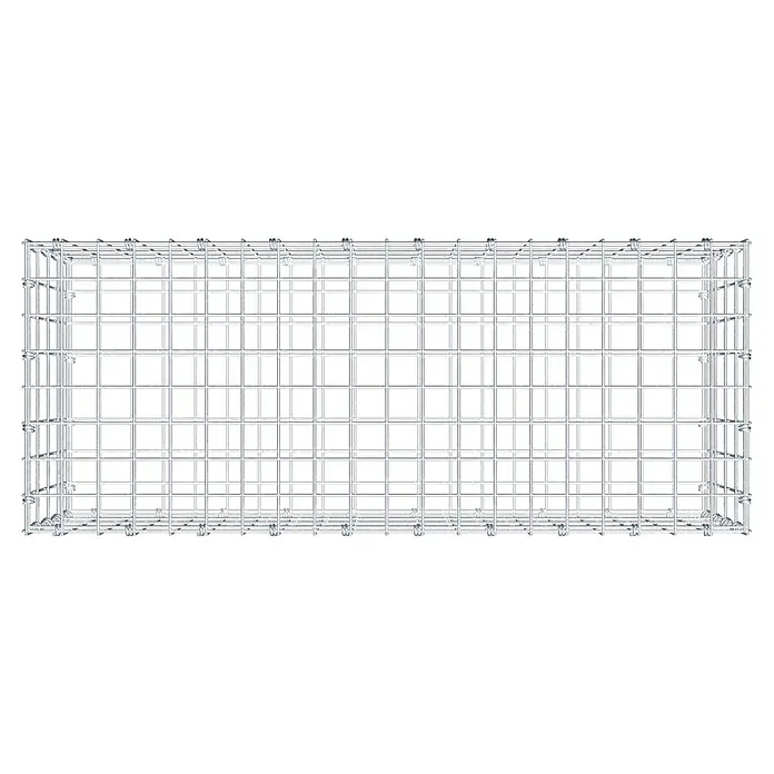 Gabiona Gabione - 100 x 40 x 40 cm, Maschenbreite: 5 cm, Maschenhöhe: 10 cm - Draufsicht auf einen Gabionenkorb, der aus einem stabilen Drahtgitter gefertigt ist, ideal für den Garten- und Landschaftsbau zur Hangbefestigung und Dekoration.