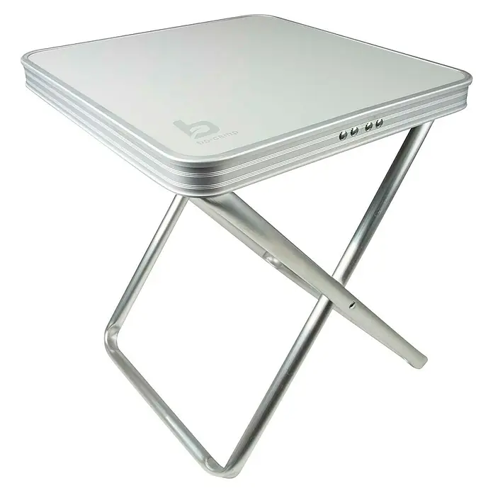 Bo-Camp Klapphocker mit Tablett - L x B x H: 40 x 40 x 48 cm, Grau, Aluminium, Polyester, MDF - Der Bo-Camp Klapptisch ist ein praktischer, tragbarer Tisch für Camping und Outdoor-Aktivitäten, ideal für unterwegs.
