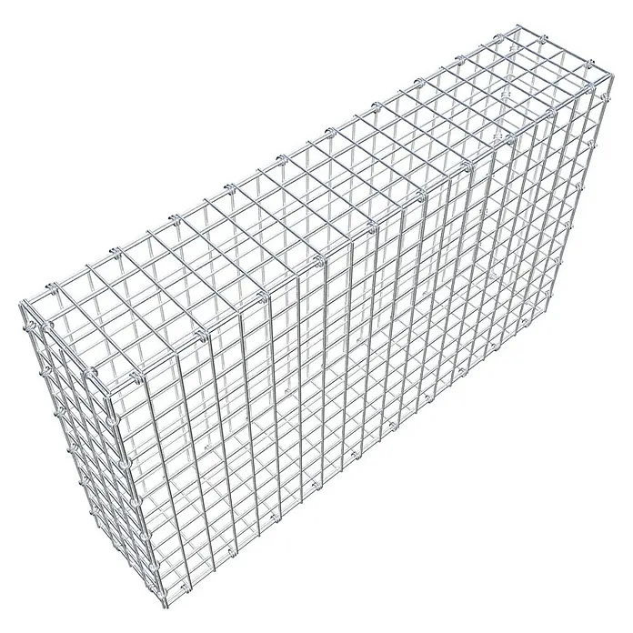 Gabiona Gabione - 100 x 20 x 60 cm, Maschenbreite: 5 cm, Maschenhöhe: 5 cm - Nahaufnahme einer Gabione, einem Drahtkorb zur Befüllung mit Steinen, ideal für Garten- und Landschaftsbau.