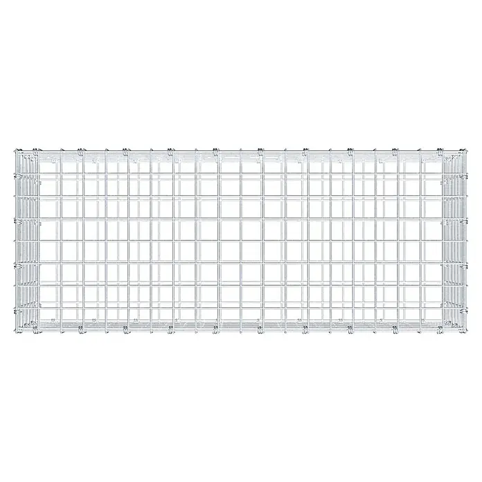 Gabiona Gabione - 100 x 40 x 30 cm, Maschenbreite: 5 cm, Maschenhöhe: 5 cm - Das Bild zeigt eine rechteckige Gabione aus verzinktem Drahtgeflecht, ideal für Gartenbau und Landschaftsgestaltung, bietet Stabilität und Flexibilität.